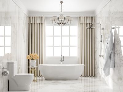 Elegant Bathroom with New Bathtub